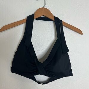 Athleta Womens Black Halter Neck Tie Triangle Criss-Cross Bikini Top Size 36B/C